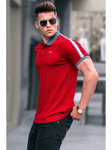 Madmext Bordo Kol Şeritli Polo Yaka Tişört 5888 - S000016170-19951