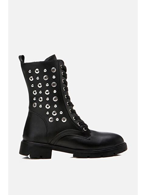 Yaya By Hotiç Siyah Kadın Zımbalı Düz Bot - S000443772-19351