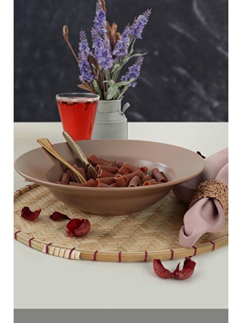 Keramika Mat Açık Taupe Delta Makarna Tabağı 26 Cm - S000027505-19413