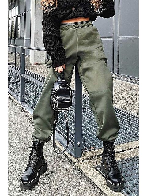 Madmext Haki Paça Lastikli Oversize Kadın Eşofman Mg324 - S000030651-18547