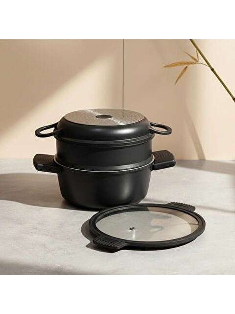 Arow Pienza Alüminyum Tencere Seti - Antrasit / Siyah - 7 Parça - S000508610-37187