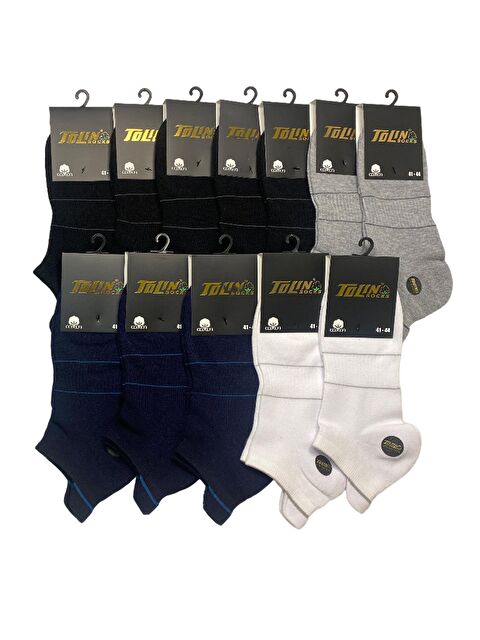 Tolin Pamuklu Erkek Patik Çorap Karışık Renk 12'li 10376 - S000074626-23173