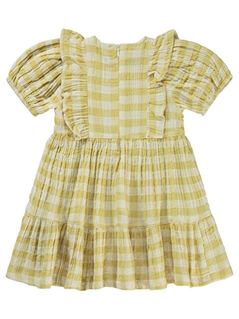 Civil Girls Ekose Desenli 2-5 Yaş Elbise - Sarı 5-6 Yaş - S000368097-20072