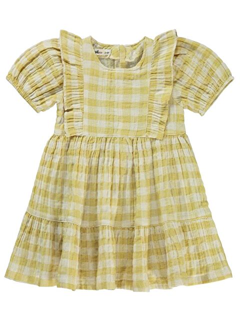 Civil Girls Ekose Desenli 2-5 Yaş Elbise - Sarı 5-6 Yaş - S000368097-20072