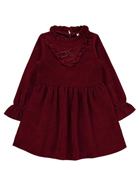Civil Girls Yaka Fırfırlı 2-5 Yaş Elbise - Bordo 5-6 Yaş - S000286950-19951