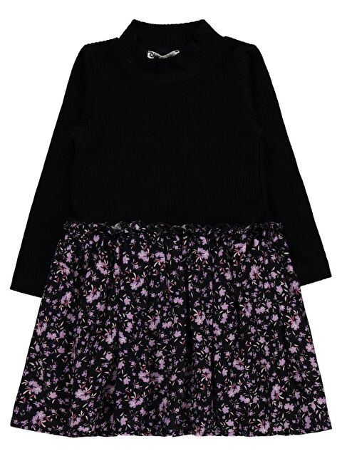 Civil Girls Çiçek Desenli 2-5 Yaş Elbise - Siyah 5-6 Yaş - S000309801-19351