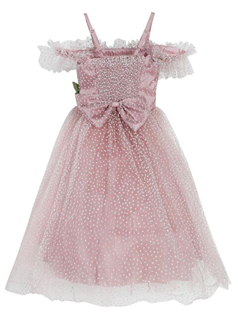 Civil Girls Çiçek Aksesuarlı 2-5 Yaş Abiye - Pudra3-4 Yaş - S000231382-7152