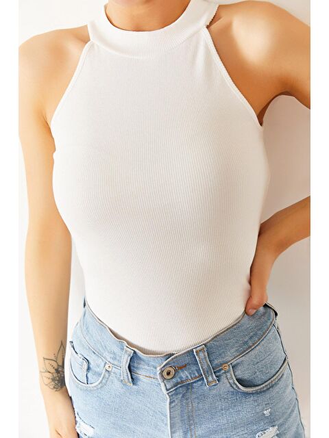 Xhan Beyaz Karkorse Kolsuz Bluz 1KXK2-44687-01 - S000038384-20063