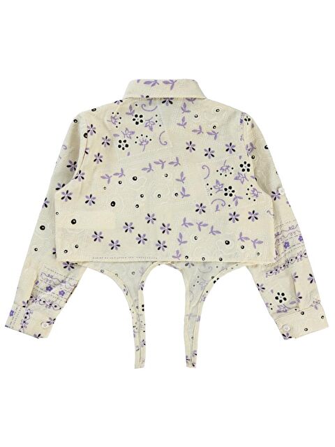 Civil Girls Çiçek Baskılı 6-9 Yaş Gömlek - Lila8-9 Yaş - S000198993-17878