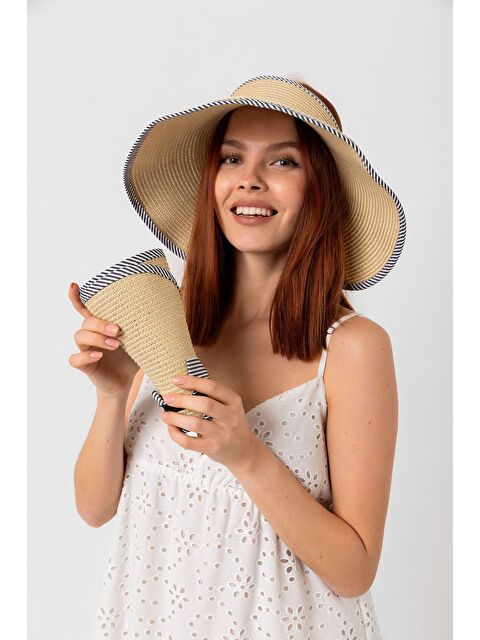 Luminos Butik Bej Tepesi Açık Hasır Vizör Şapka Hsr2078