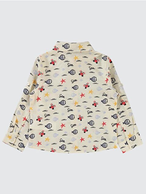 Civil Boys Su Altı Hayvanları Baskılı 2-5 Yaş Gömlek - Ekru 5-6 Yaş - S000318364-19965