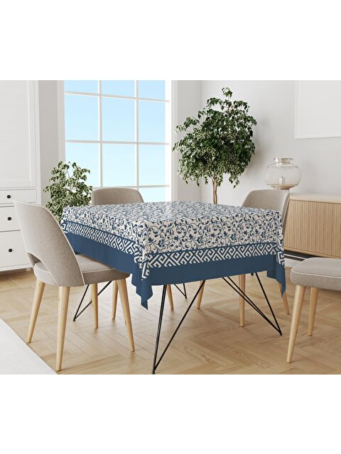Evmila Çiçek Desenli Masa Örtüsü Lacivert - S000041655-23173