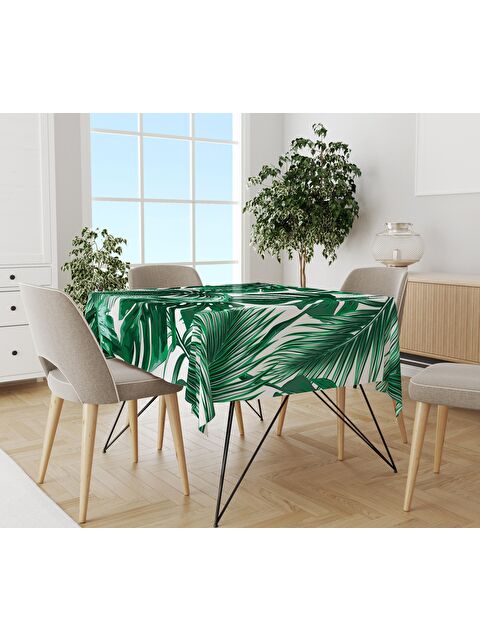 Evmila Yaprak Desenli Masa Örtüsü Beyaz - S000041666-23173