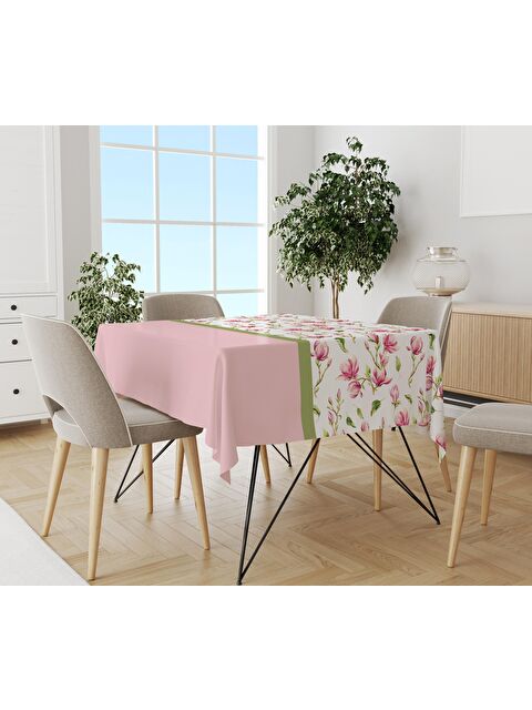 Evmila Çiçek Desenli Masa Örtüsü Pembe - S000041653-23173