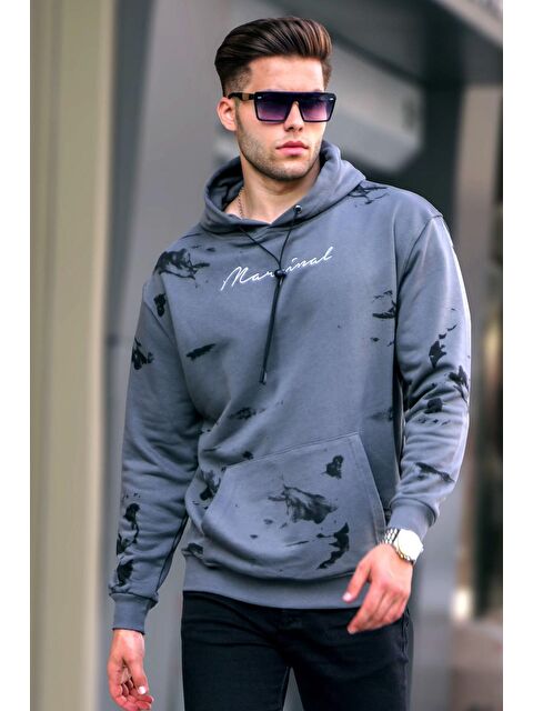 Madmext Füme Baskılı  Erkek Kapüşonlu Sweatshirt Hoodie 5291 - S000061664-33408