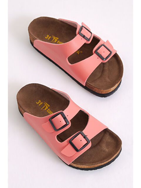 TONNY BLACK Çocuk Unisex Nar Çiçeği Rahat Kalıp Poli Taban Çift Tokalı Nubuk - S000051451-20048