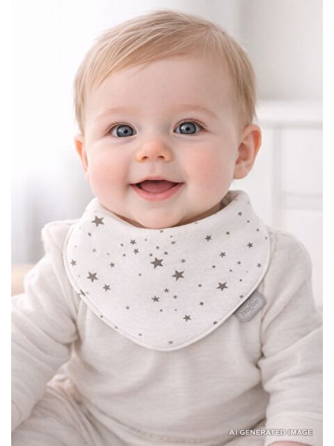 Babyjem Yenidoğan Fular Yıldızlı Önlük Gri - S000133476-20600