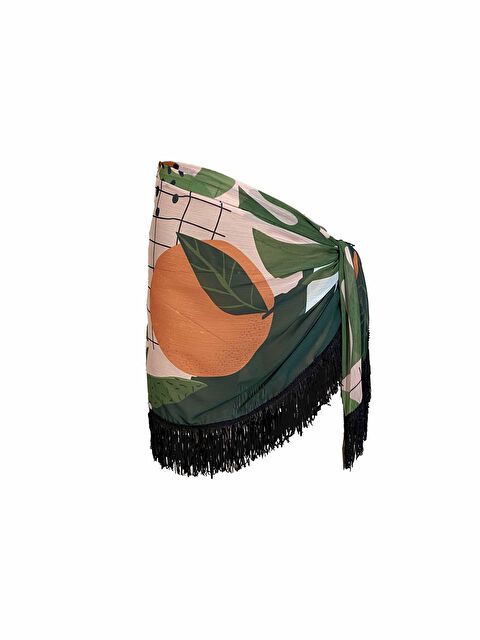 Bolder Amore Püsküllü Portakal Desen Pareo - S000012489-26048