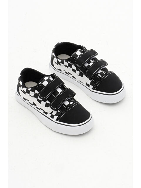 TONNY BLACK Çocuk Unisex Siyah Beyaz Kauçuk Taban Keten Cırtlı Spor Ayakkabı - S000210939-37424