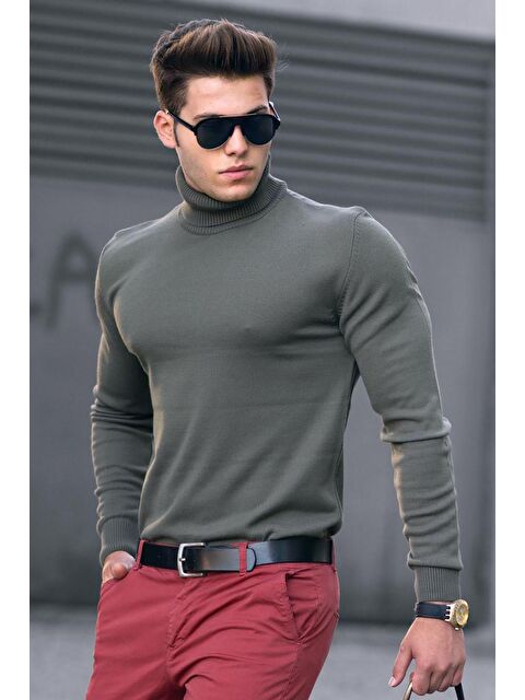 Madmext Haki Balıkçı Yaka Kazak 4656 - S000031536-18547