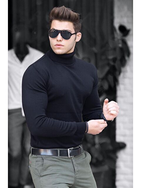 Madmext Siyah Balıkçı Yaka Kazak 4656 - S000031536-19351