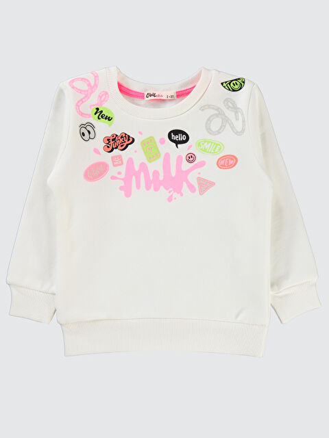 Civil Girls Kız Çocuk Sweatshirt 2-5 Yaş Ekru - S000284123-19965