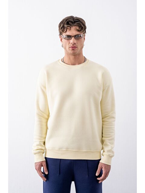 gothamVibes Erkek Vibe Oversize Krem Sweatshirt - S000435881-19966