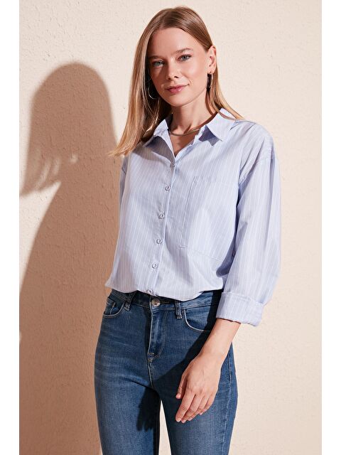 Lela Çizgili Pamuklu Regular Fit Tek Cepli Gömlek 611Gm0018 - S000064222-17234