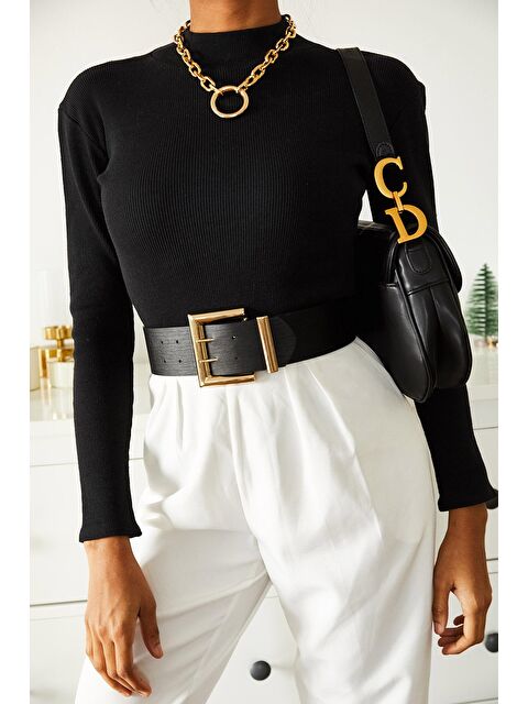 Xhan Siyah Balıkçı Yaka Kazak 1YXK1-44930-02 - S000029144-19351