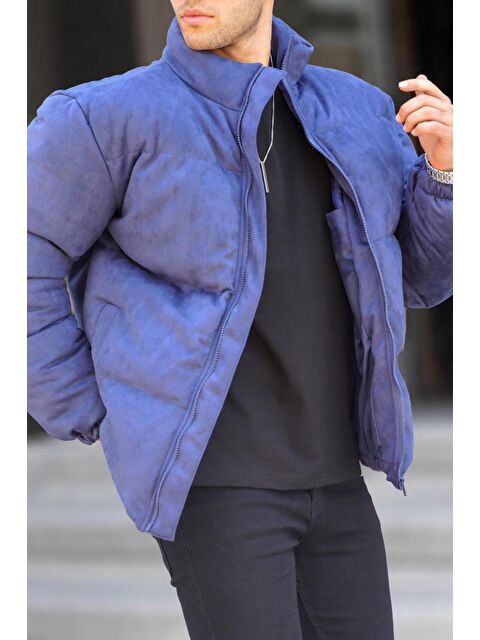 Madmext Lacivert Nubuk Erkek Şişme Mont 6802 - S000050781-21164