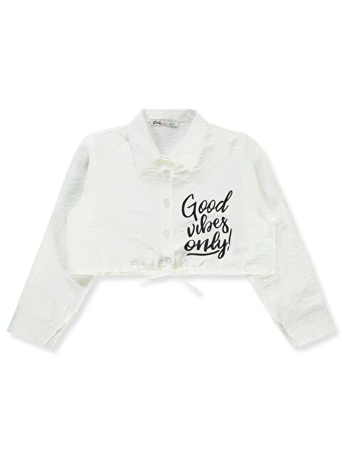 Civil Girls Good Vibes Only Baskılı 6-9 Yaş Gömlek - Beyaz 9-10 Yaş - S000198458-20063