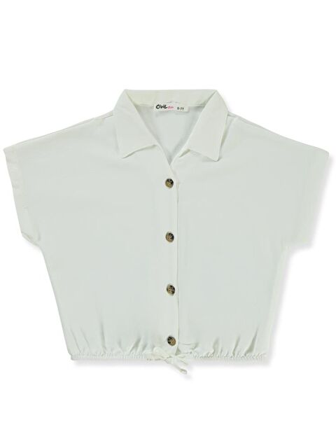 Civil Girls Beli Büzgülü 6-9 Yaş Gömlek - Ekru 8-9 Yaş - S000364695-19965