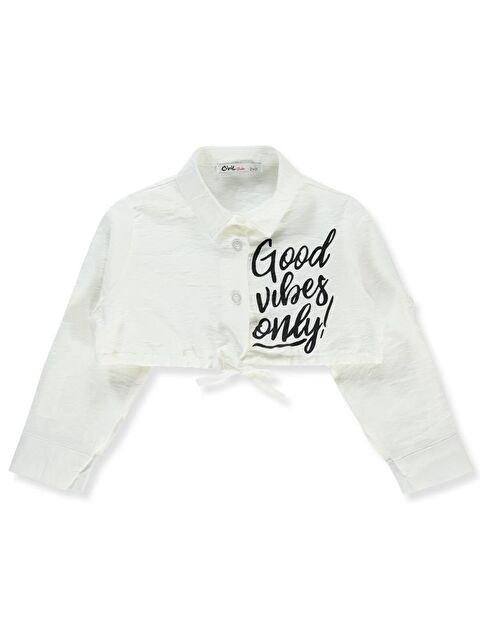 Civil Girls Good Vibes Only Baskılı 2-5 Yaş Gömlek - Beyaz 3-4 Yaş - S000198680-20063