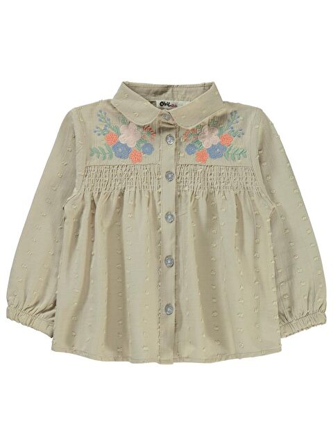 Civil Girls Çiçek Nakışlı 2-5 Yaş Gömlek - Bej 2-3 Yaş - S000359595-19928