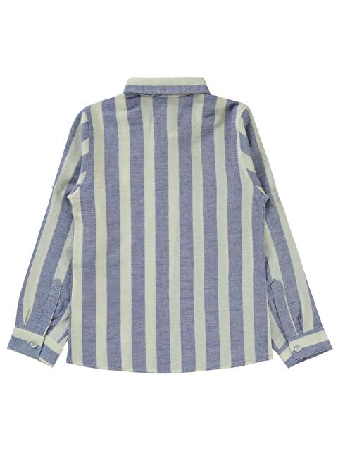 Civil Boys Çizgili Yelken Nakışlı 6-9 Yaş Gömlek - Mavi9-10 Yaş - S000356997-17234