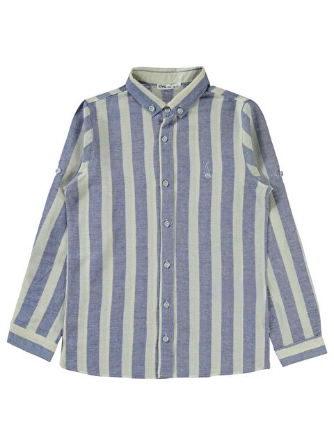 Civil Boys Çizgili Yelken Nakışlı 10-13 Yaş Gömlek - Mavi12-13 Yaş - S000356961-17234