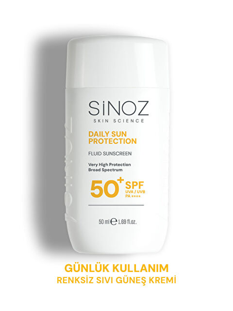 Sinoz SPF50+ Günlük Kullanım Sıvı Yüz Güneş Kremi 50ml - Yeni Nesil Güneş Filtreleri- Hibrit Formül-PA++++