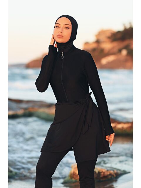 Remsa Mayo Havuz Deniz Bağlanabilir Elastanlı Etek Pareo Siyah RP005 - S000080632-19351