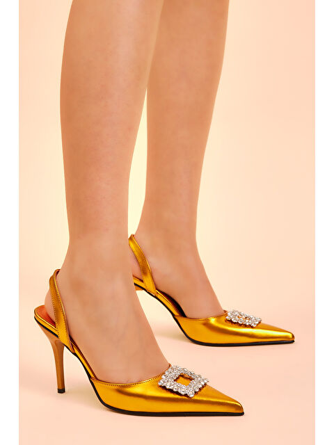 TONNY BLACK Kadın Oranj Gecce Serisi Önü Tokalı Sivri Burunlu Topuklu Ayakkabı - S000004760-20013