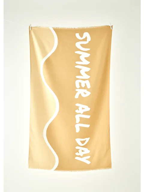 Bella Maison %100 Pamuk Summer All Day Baskılı Plaj Havlusu Hardal (90x150 cm) - S000388691-20074