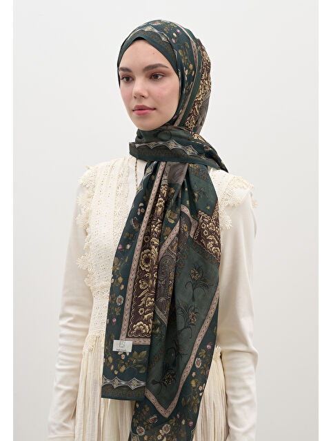 Fresh Scarfs Wıld And Pure Desen Şal Koyu Yeşil