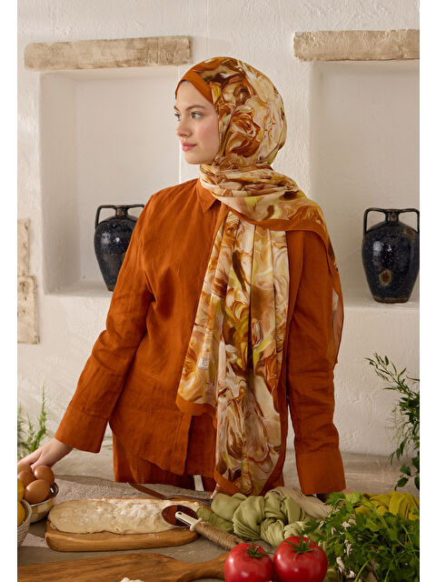 Fresh Scarfs Nerıssa Desen Rami Şal Kiremit
