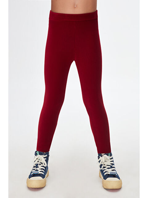 Lovetti Bordo Kız Çocuk Fitilli Kadife Tayt - S000077132-19951