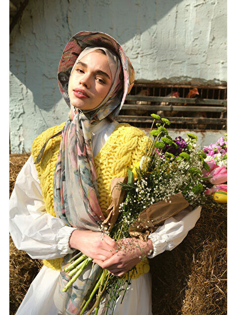 Fresh Scarfs Margot Desen İpek Krep Şal Mint