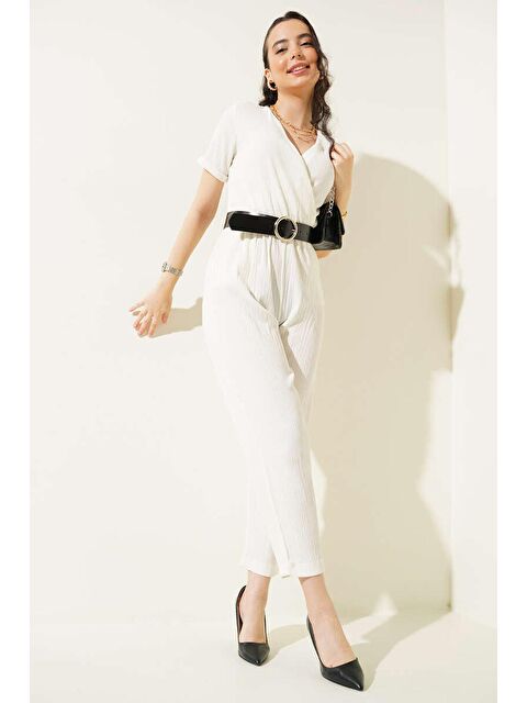 Bigdart 7022 Kemerli Örme Tulum - Beyaz - S000090071-20063