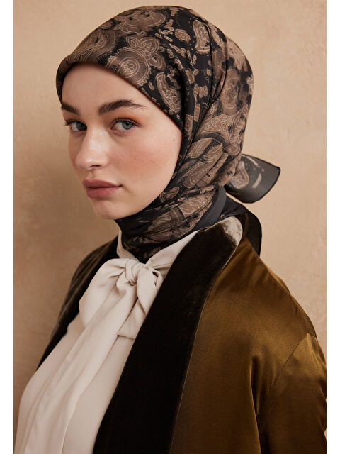 Fresh Scarfs Sütlü Kahve Freda Desen Pamuk İpek Eşarp