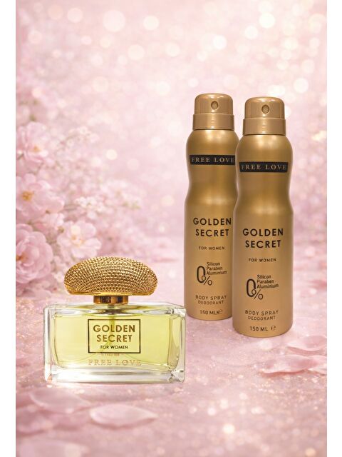 Free Love Golden Secret EDP Kadın Parfüm 100 ml ve Deodorant 150 ml 3 Adet - S000008426-23173