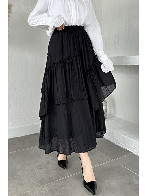 Julude Bel Lastikli İç Astarlı Vual Tesettür Etek