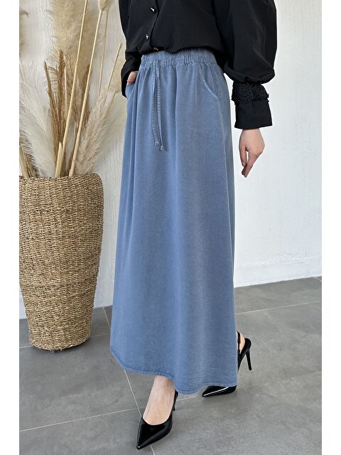 Julude Bel Lastikli Kumaş Tesettür Etek