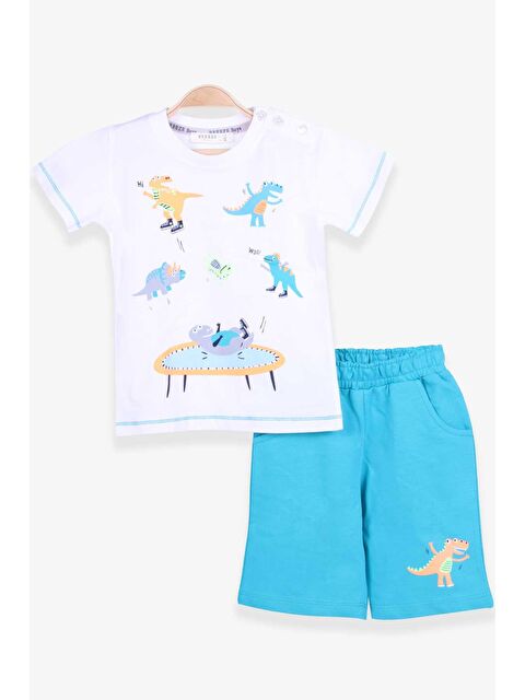 Breeze Erkek Çocuk Şortlu Takım Dinozor Baskılı Ekru (1.5-4 Yaş) - S000068334-19965